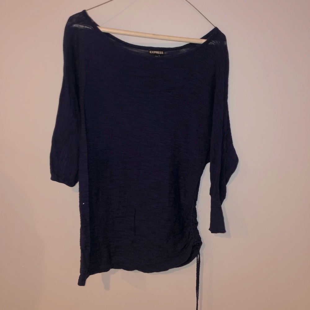 Dark blue, 3 quarter sleeve sheer/cotton express blouse